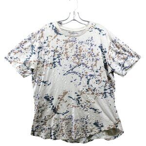 Pacsun‎ Scallop Fit T Shirt Mens L PS Basics Paint Splatter Short Sleeve Beige